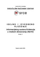 prikaz prve stranice dokumenta Idejno i izvedbeno rješenje Informacijskog sustava Evidencije u visokom obrazovanju (ISeVO)